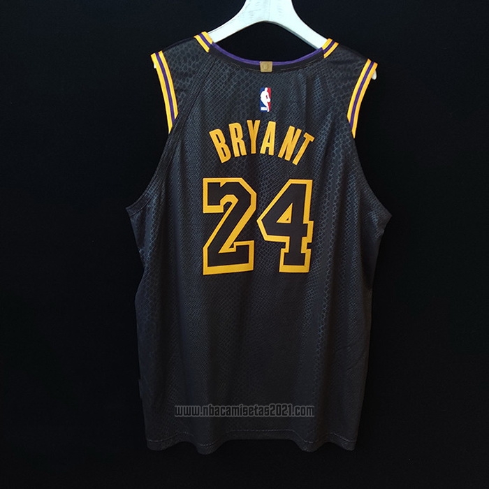 Camiseta Los Angeles Lakers Kobe Bryant #24 Black Mamba Autentico Negro